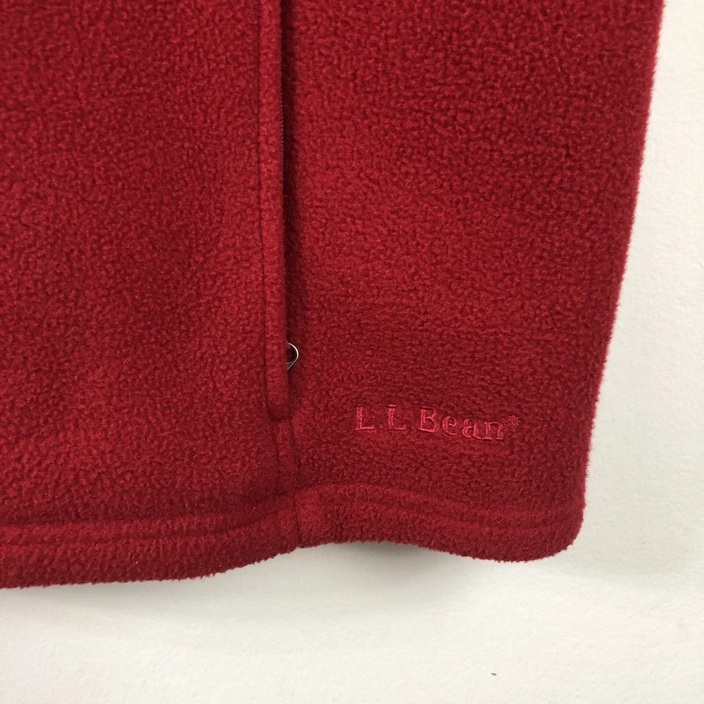 L.L. Bean Polartec Full Zip Fleece Vest Mens Sz L Red Pockets Comfortable